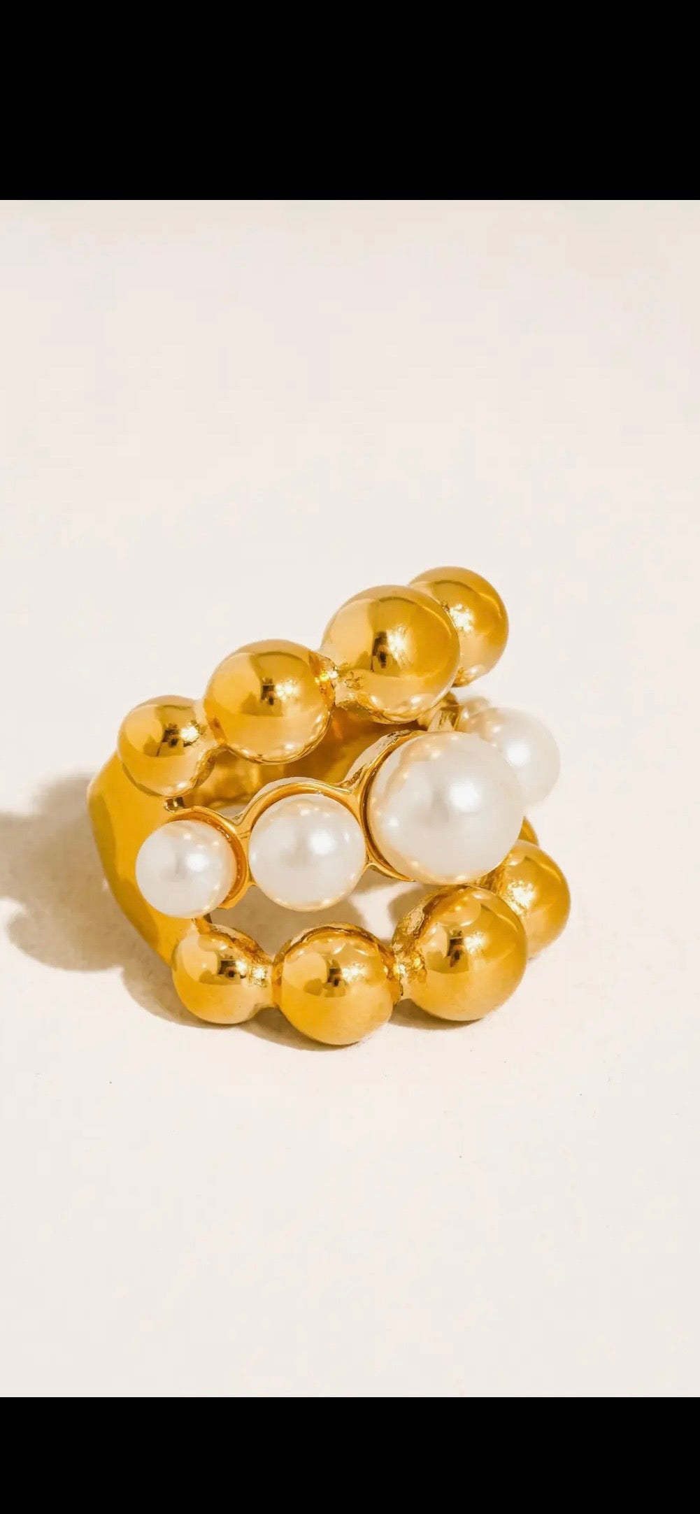 3 layer Chunky Pearl Ring