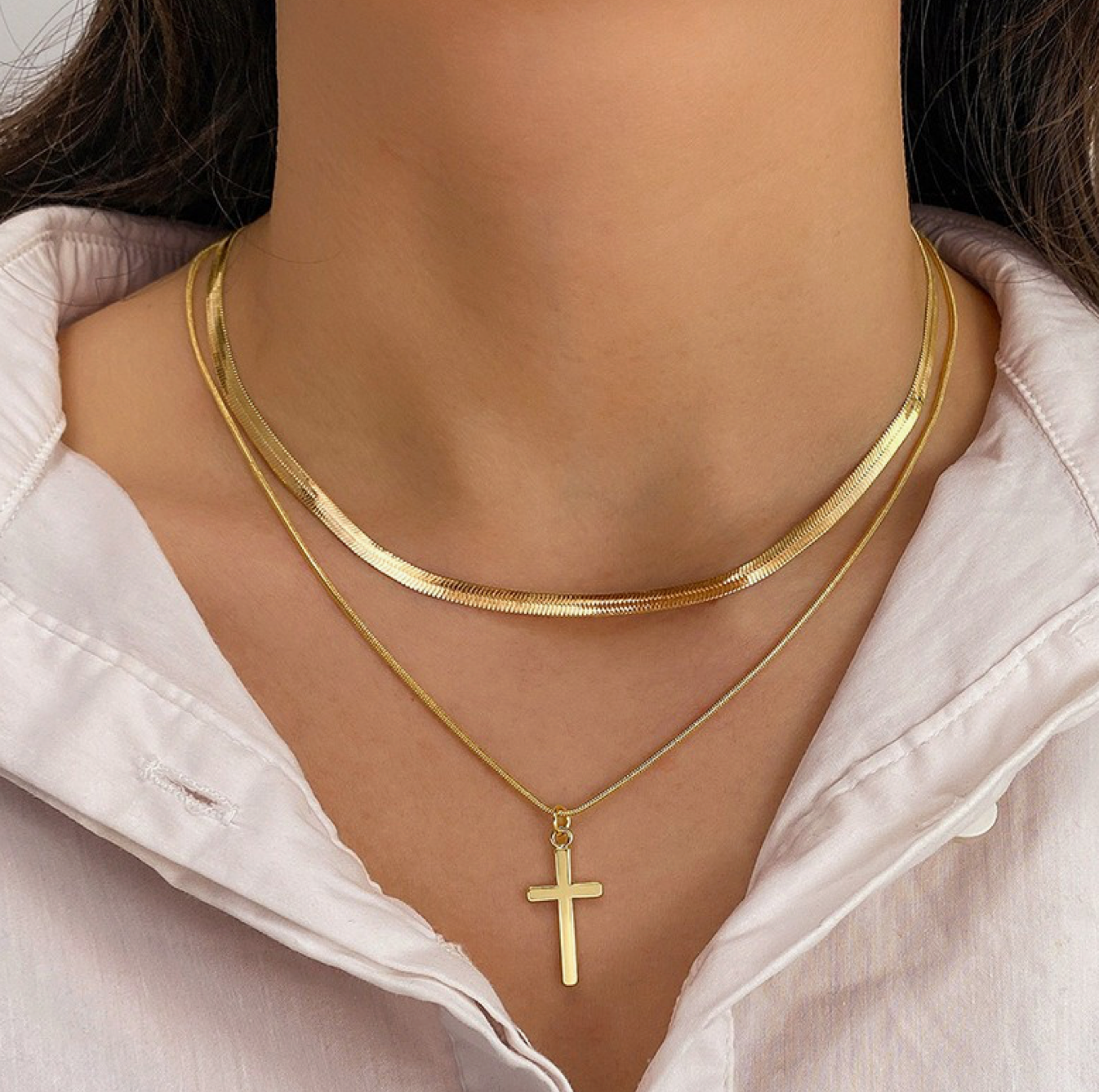 Gold Layered Cross Necklace Example product